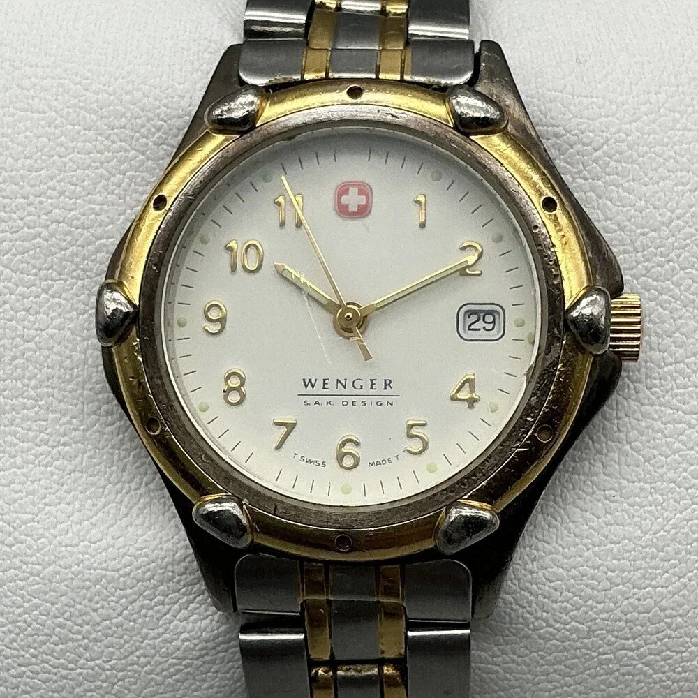 Wenger S.A.K. Design Womens Watch 29mm Two Tone Date Swiss New Battery 6